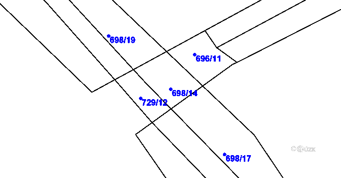 Parcela st. 698/14 v KÚ Druzcov, Katastrální mapa