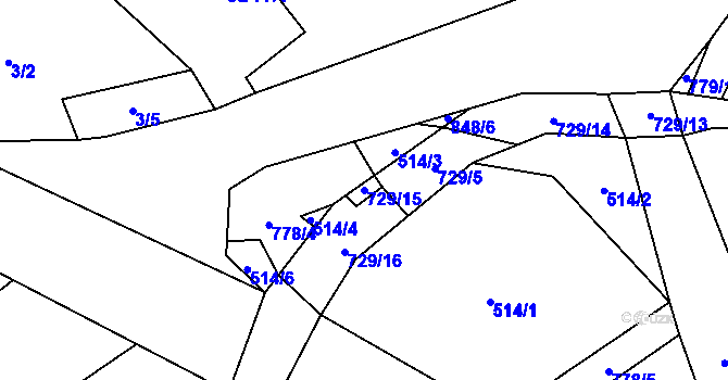 Parcela st. 729/15 v KÚ Druzcov, Katastrální mapa