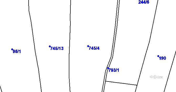 Parcela st. 745/4 v KÚ Druzcov, Katastrální mapa