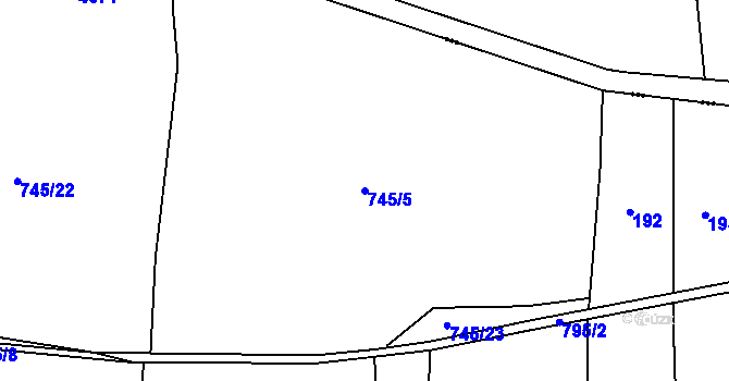 Parcela st. 745/5 v KÚ Druzcov, Katastrální mapa