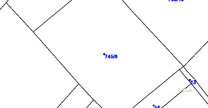 Parcela st. 745/9 v KÚ Druzcov, Katastrální mapa