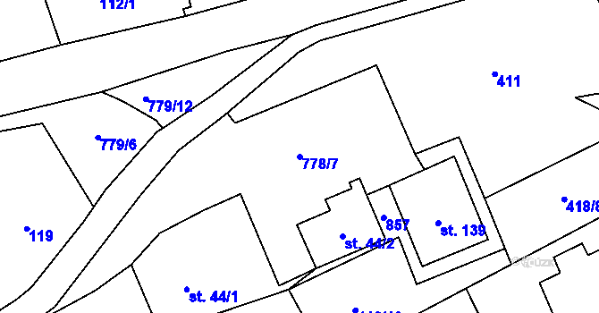 Parcela st. 778/7 v KÚ Druzcov, Katastrální mapa