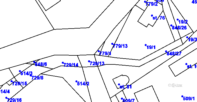 Parcela st. 779/1 v KÚ Druzcov, Katastrální mapa