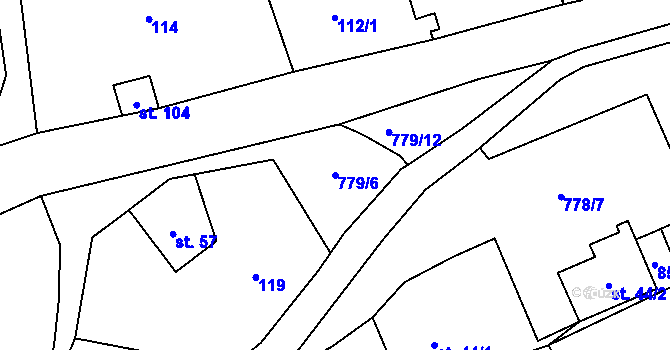 Parcela st. 779/6 v KÚ Druzcov, Katastrální mapa
