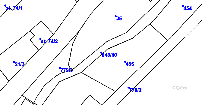 Parcela st. 848/10 v KÚ Druzcov, Katastrální mapa