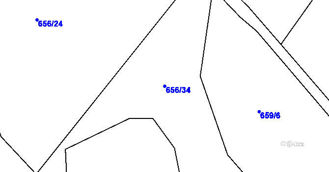 Parcela st. 656/34 v KÚ Druzcov, Katastrální mapa