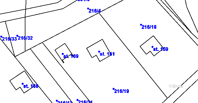 Parcela st. 161 v KÚ Druzcov, Katastrální mapa