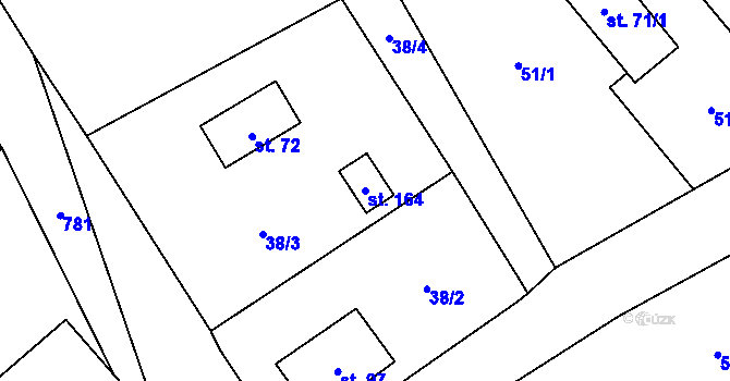 Parcela st. 164 v KÚ Druzcov, Katastrální mapa