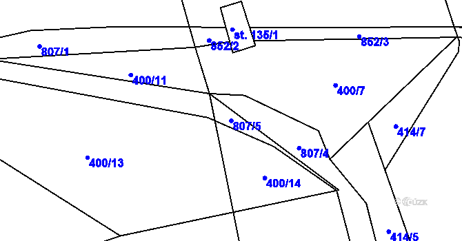 Parcela st. 807/5 v KÚ Druzcov, Katastrální mapa