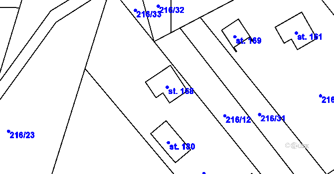 Parcela st. 168 v KÚ Druzcov, Katastrální mapa