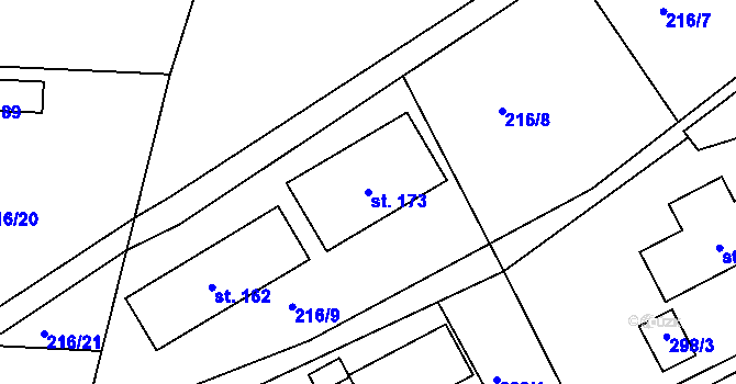 Parcela st. 173 v KÚ Druzcov, Katastrální mapa