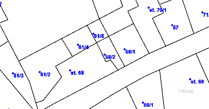 Parcela st. 58/2 v KÚ Druzcov, Katastrální mapa