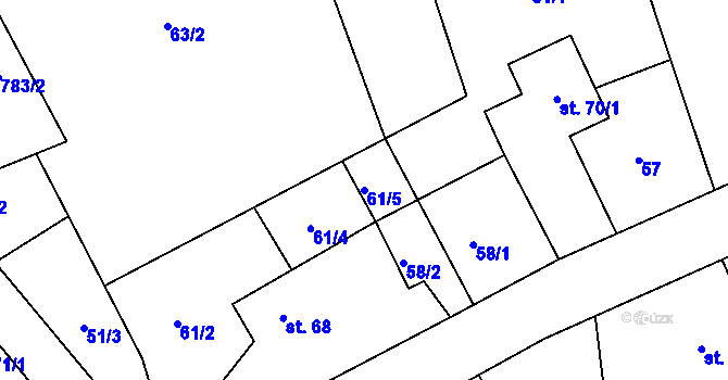Parcela st. 61/5 v KÚ Druzcov, Katastrální mapa