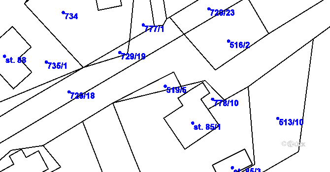 Parcela st. 519/5 v KÚ Druzcov, Katastrální mapa
