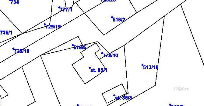 Parcela st. 778/10 v KÚ Druzcov, Katastrální mapa