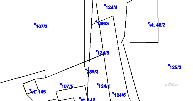 Parcela st. 124/6 v KÚ Druzcov, Katastrální mapa