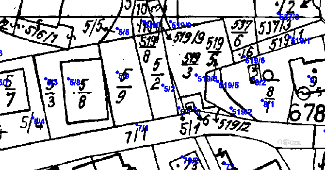 Parcela st. 5/2 v KÚ Druztová, Katastrální mapa
