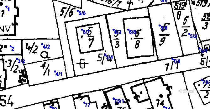 Parcela st. 5/4 v KÚ Druztová, Katastrální mapa