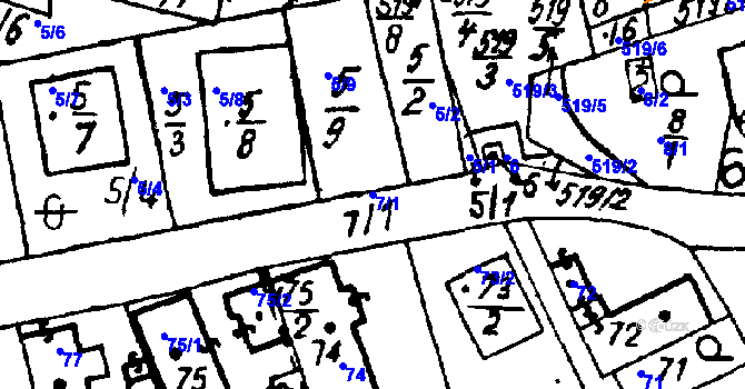 Parcela st. 7/1 v KÚ Druztová, Katastrální mapa