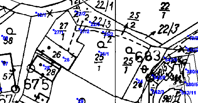 Parcela st. 25/1 v KÚ Druztová, Katastrální mapa