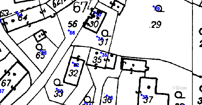 Parcela st. 35 v KÚ Druztová, Katastrální mapa