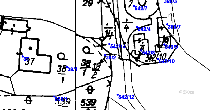 Parcela st. 38/2 v KÚ Druztová, Katastrální mapa