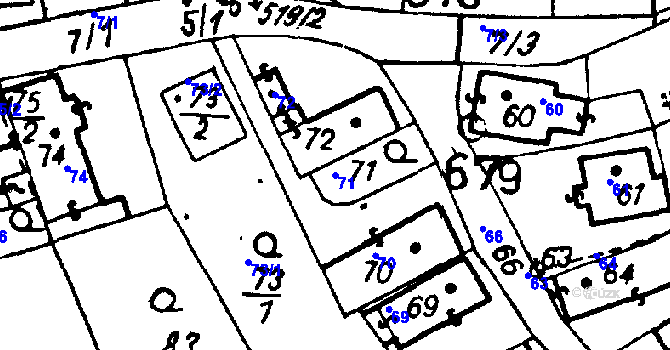 Parcela st. 71 v KÚ Druztová, Katastrální mapa