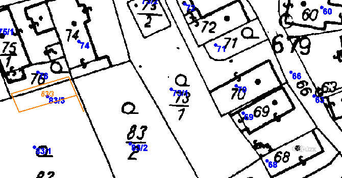 Parcela st. 73/1 v KÚ Druztová, Katastrální mapa