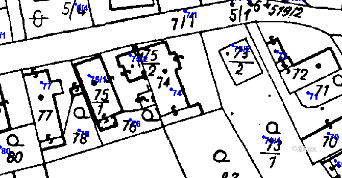 Parcela st. 74 v KÚ Druztová, Katastrální mapa