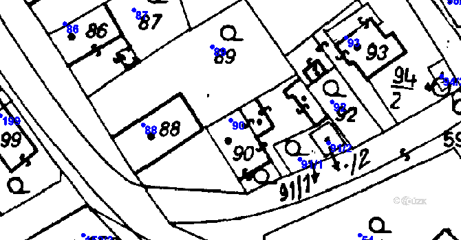 Parcela st. 90 v KÚ Druztová, Katastrální mapa