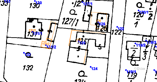 Parcela st. 125 v KÚ Druztová, Katastrální mapa