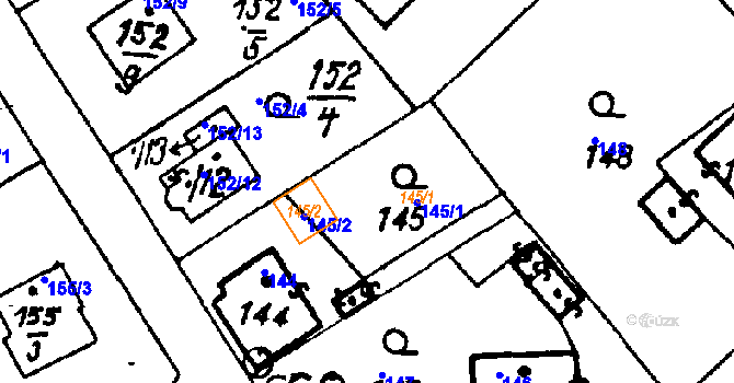 Parcela st. 145 v KÚ Druztová, Katastrální mapa