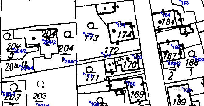 Parcela st. 172 v KÚ Druztová, Katastrální mapa