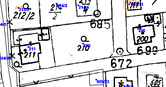 Parcela st. 210 v KÚ Druztová, Katastrální mapa