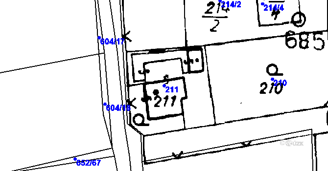 Parcela st. 211 v KÚ Druztová, Katastrální mapa