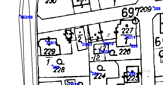 Parcela st. 229/2 v KÚ Druztová, Katastrální mapa