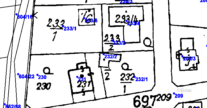 Parcela st. 232/2 v KÚ Druztová, Katastrální mapa