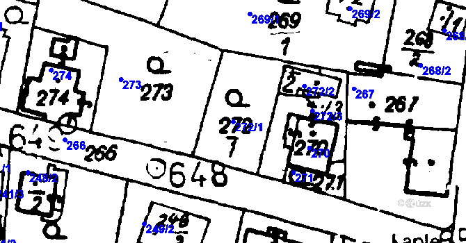 Parcela st. 272/1 v KÚ Druztová, Katastrální mapa
