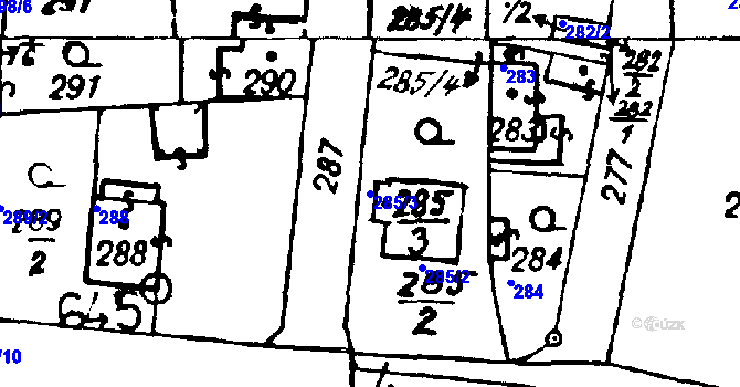 Parcela st. 285/3 v KÚ Druztová, Katastrální mapa
