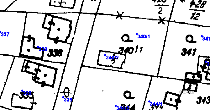 Parcela st. 340/2 v KÚ Druztová, Katastrální mapa