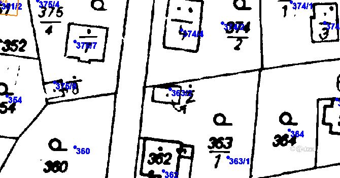 Parcela st. 363/2 v KÚ Druztová, Katastrální mapa