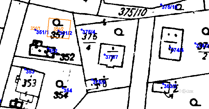Parcela st. 375/7 v KÚ Druztová, Katastrální mapa