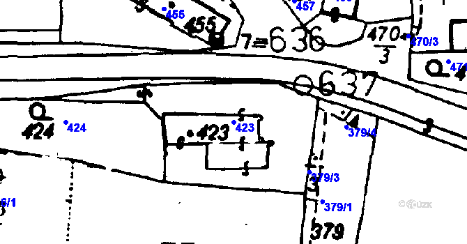 Parcela st. 423 v KÚ Druztová, Katastrální mapa