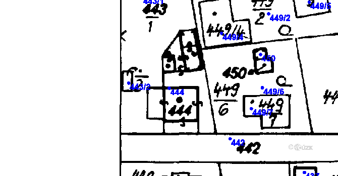 Parcela st. 444 v KÚ Druztová, Katastrální mapa