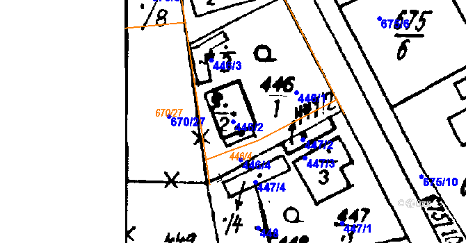 Parcela st. 446/2 v KÚ Druztová, Katastrální mapa