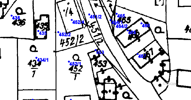 Parcela st. 453 v KÚ Druztová, Katastrální mapa