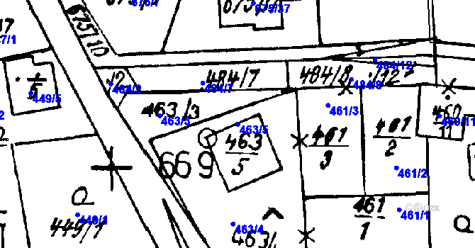 Parcela st. 463/5 v KÚ Druztová, Katastrální mapa