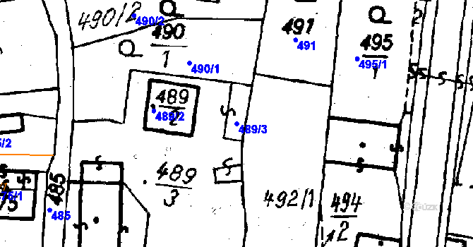 Parcela st. 489/3 v KÚ Druztová, Katastrální mapa