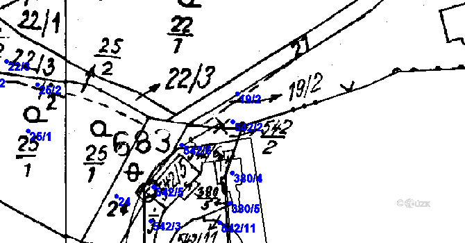 Parcela st. 542/2 v KÚ Druztová, Katastrální mapa