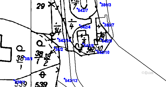 Parcela st. 542/8 v KÚ Druztová, Katastrální mapa